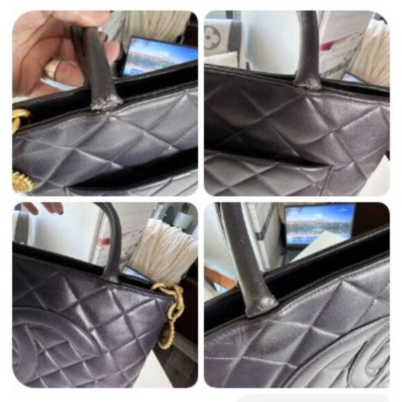 RARE Chanel Eggplant Luxe Lambskin Quilted Medallion Shopper Tote Bag - Picture 9 of 13